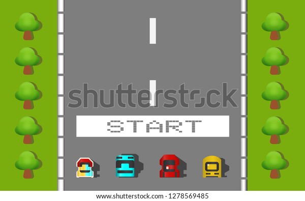Racing Game ,8 bit Old video game. retro\
style Background.