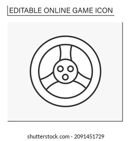  Racing game line icon. Helm for racing competition on cars. Speed sport game. Come first.Online game concept. Isolated vector illustration.Editable stroke