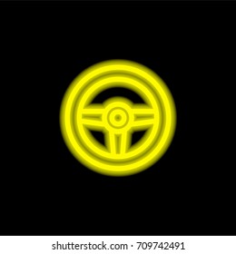 Racing game yellow glowing neon ui ux icon. Glowing sign logo vector