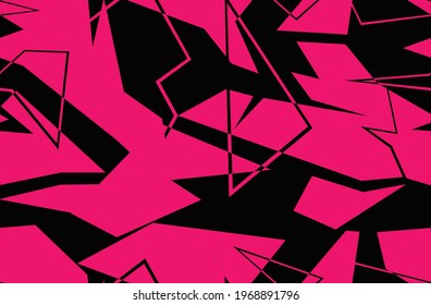 Racing geometric background. Abstract camo seamless pattern. Print vinyl and decal. Endless texture from shapes and lines. Vector