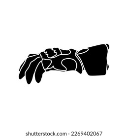 Racing gloves or rider gloves in simple black icon, vector illustration in trendy style. World championship motorcycle racing competition equipment. Editable graphic resources for many purposes.