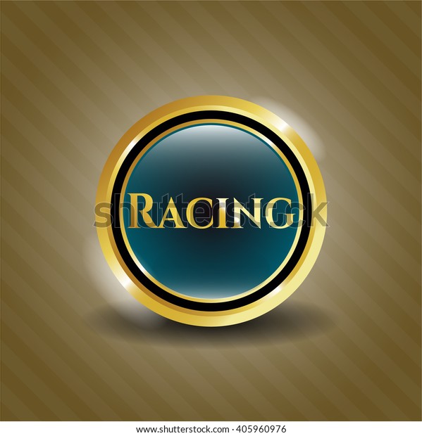 Racing gold badge or\
emblem
