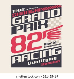 Racing Grand Prix typography, t-shirt graphics, vectors