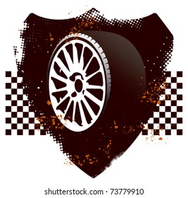racing grunge shield with sport tires