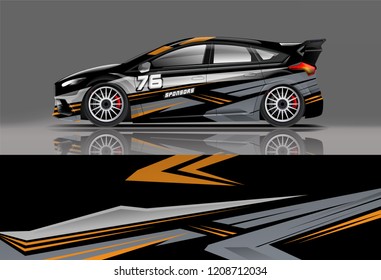 Racing Hatchback car wrap decal and sticker design. vector eps 10 format.