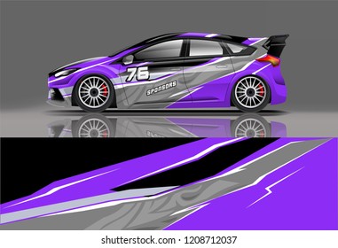 Racing Hatchback car wrap decal and sticker design. vector eps 10 format.
