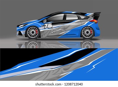 Racing Hatchback car wrap decal and sticker design. vector eps 10 format.