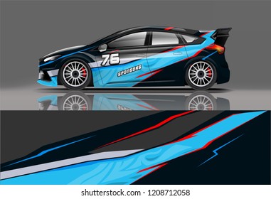 Racing Hatchback car wrap decal and sticker design. vector eps 10 format.