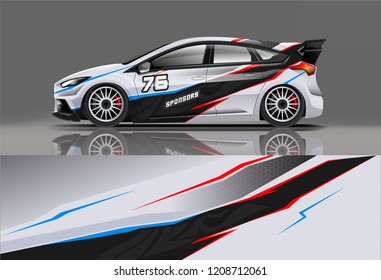 Racing Hatchback car wrap decal and sticker design. vector eps 10 format.