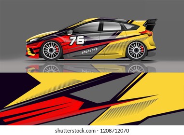 Racing Hatchback car wrap decal and sticker design. vector eps 10 format.