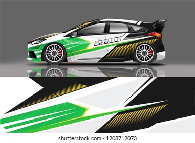 Racing Hatchback car wrap decal and sticker design. vector eps 10 format.