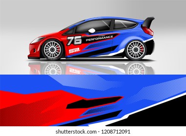Racing Hatchback car wrap decal and sticker design. vector eps 10 format.