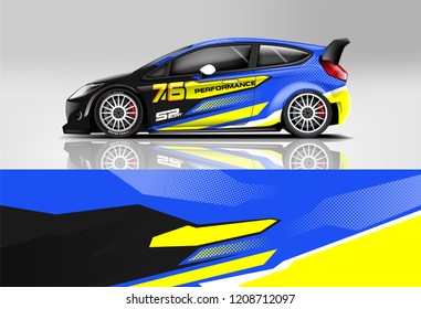 Racing Hatchback car wrap decal and sticker design. vector eps 10 format.