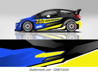 Racing Hatchback car wrap decal and sticker design. vector eps 10 format.