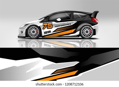 Racing Hatchback car wrap decal and sticker design. vector eps 10 format.