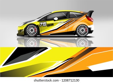 Racing Hatchback car wrap decal and sticker design. vector eps 10 format.