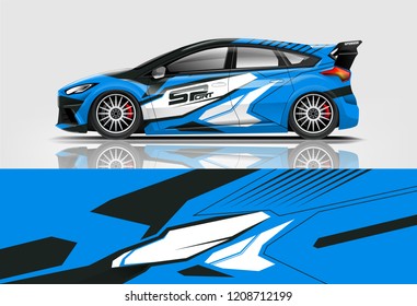 Racing Hatchback car wrap decal and sticker design. vector eps 10 format.