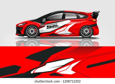 Racing Hatchback car wrap decal and sticker design. vector eps 10 format.