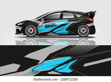 Racing Hatchback car wrap decal and sticker design. vector eps 10 format.