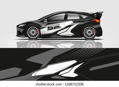 Racing Hatchback car wrap decal and sticker design. vector eps 10 format.