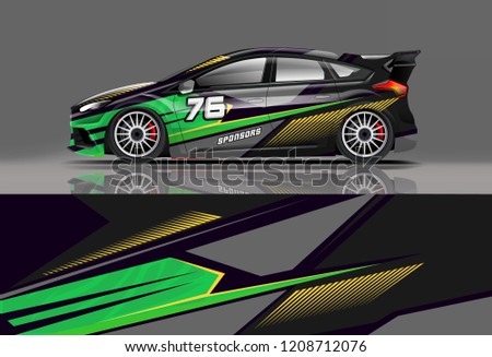 Racing Hatchback car wrap decal and sticker design. vector eps 10 format.