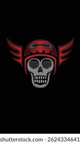 Racing helmet with fiery wings and a skull, symbolizing speed and rebellion. Perfect for motorsport, gaming, or streetwear designs. High-energy, high-detail artwork for posters, apparel, and more