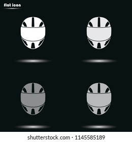 Racing helmet flat grayscale vector icon.