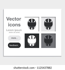 Racing helmet flat placed on web page template vector icon.