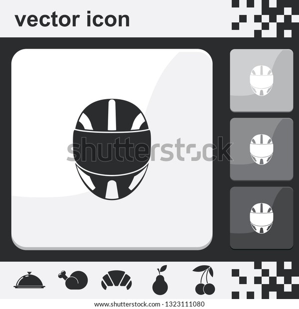 Racing helmet\
flat set of buttons vector\
icon.