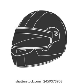 Racing Helmet Icon Silhouette Illustration. Protection Vector Graphic Pictogram Symbol Clip Art. Doodle Sketch Black Sign.