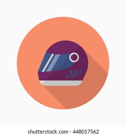 Racing helmet icon, Vector flat long shadow design. Racing concept.