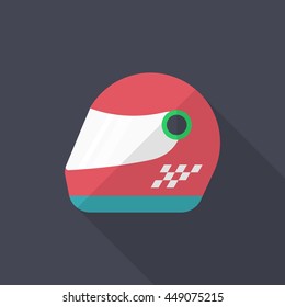 Racing helmet icon, Vector flat long shadow design. Racing concept.