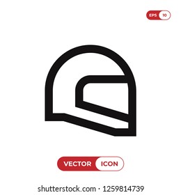 Racing helmet icon vector. Motorcycle helmet symbol isolated on white background.