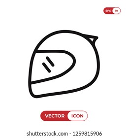 Racing helmet icon vector. Motorcycle helmet symbol isolated on white background.