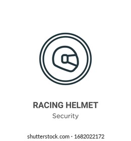Racing helmet outline vector icon. Thin line black racing helmet icon, flat vector simple element illustration from editable security concept isolated stroke on white background