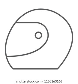 Racing helmet thin line icon, protection and motorsport, motorcycle helmet sign, vector graphics, a linear pattern on a white background, eps 10.