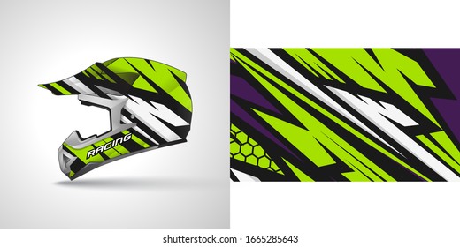Racing helmet wrap decal and vinyl sticker design illustration