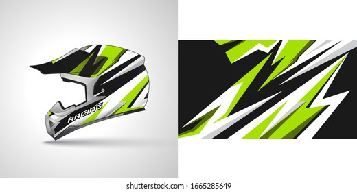 Racing helmet wrap decal and vinyl sticker design illustration