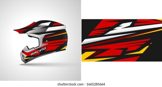 Racing helmet wrap decal and vinyl sticker design illustration