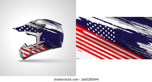 Racing helmet wrap decal and vinyl sticker design illustration