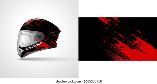 Racing helmet wrap decal and vinyl sticker design illustration