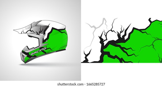 Racing helmet wrap decal and vinyl sticker design illustration