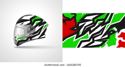 Racing helmet wrap decal and vinyl sticker design illustration