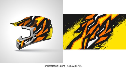 Racing helmet wrap decal and vinyl sticker design illustration