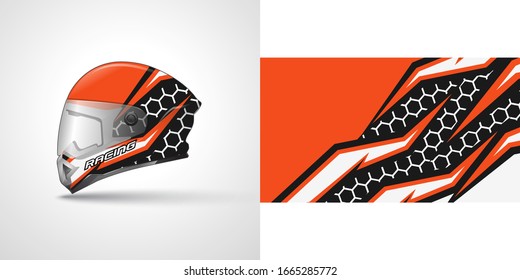 Racing helmet wrap decal and vinyl sticker design illustration