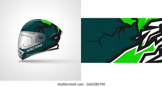 Racing helmet wrap decal and vinyl sticker design illustration