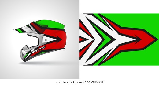 Racing helmet wrap decal and vinyl sticker design illustration