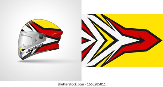 Racing helmet wrap decal and vinyl sticker design illustration