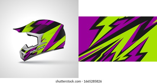 Racing helmet wrap decal and vinyl sticker design illustration