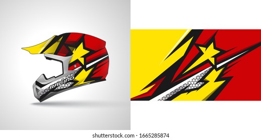 Racing helmet wrap decal and vinyl sticker design illustration